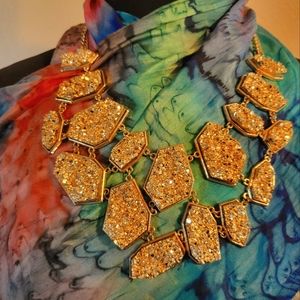 Gold Druzy Geometric Necklace